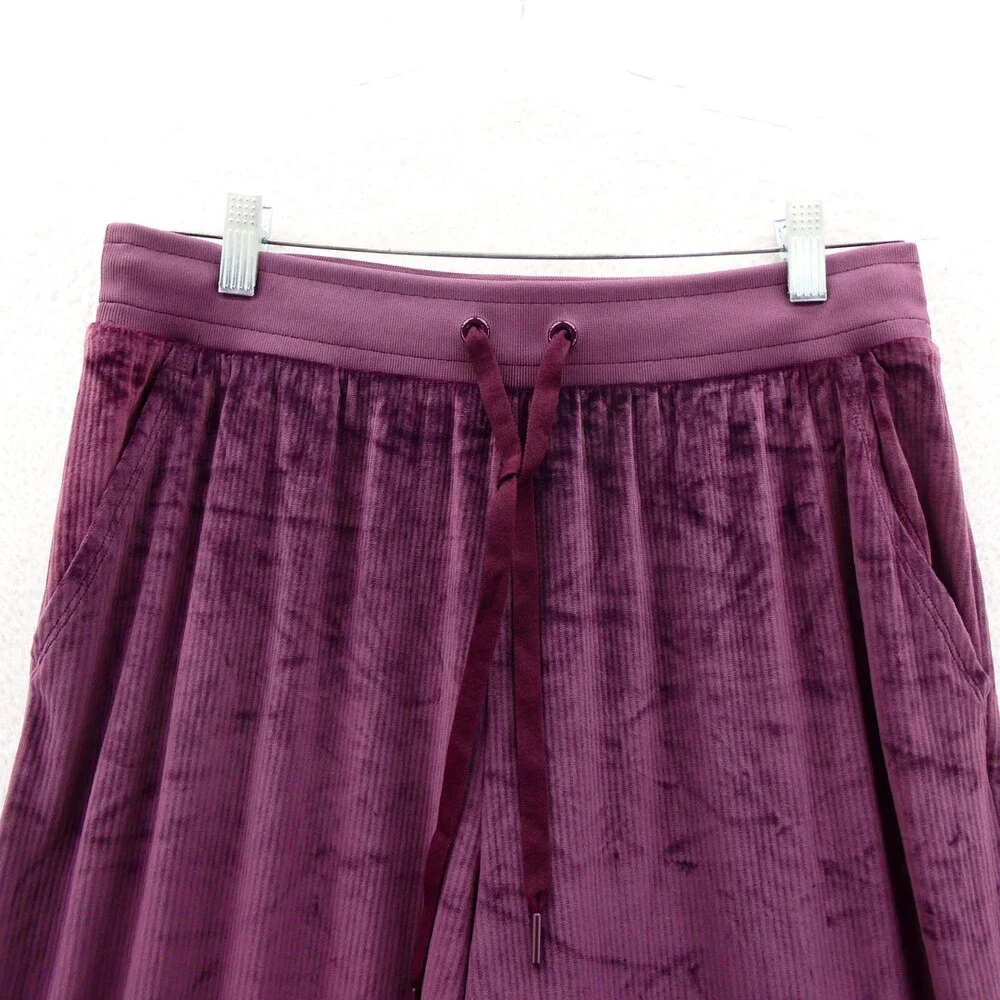 Victorias Secret Large Velour Ribbed Wide Leg Lounge Pant Streetwear Plum Purple